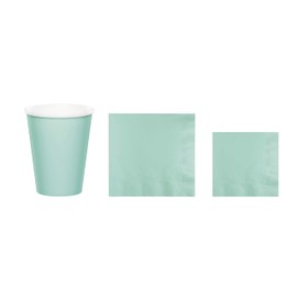 Baxters Party Bundles Bulk, Mint Green, 96 Count 9 Ounce Hot/Cold Paper Cups, 100 Count Beverage Cocktail Paper Napkins, 100 Count Luncheon Paper Napkins, Pack Contains 296 Pieces