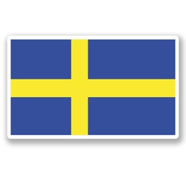 2 x 10cm Sweden Swedish Flag Vinyl Sticker Bike Laptop Car Travel Luggage #5267 (10cm Wide x 6cm Tall)
