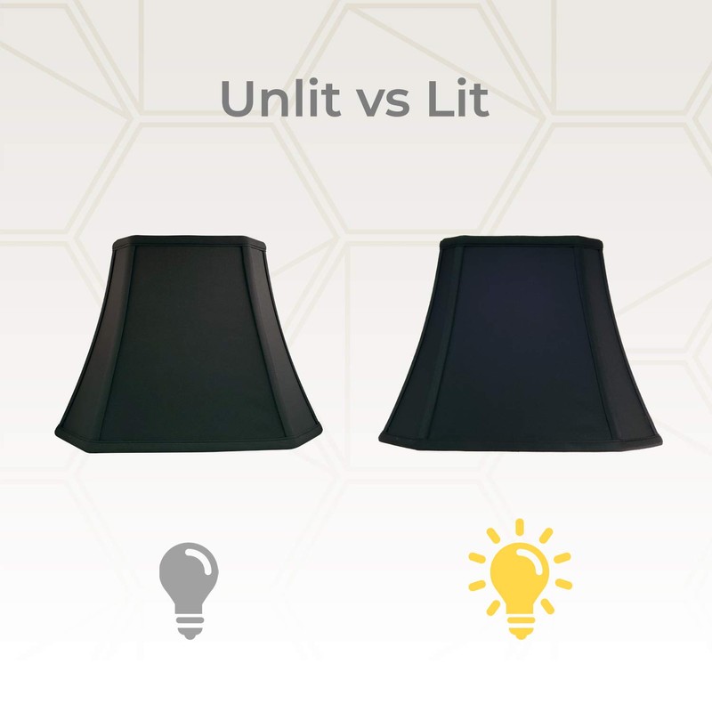 Royal Designs Rectangle Cut Corner Lamp Shade, Black, (6 x