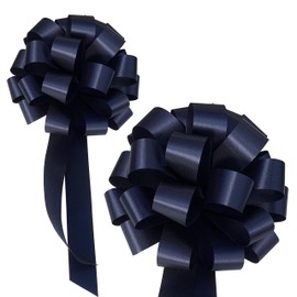 Navy Blue Pull Bows with Tails - 8" Wide, Set of 6, 4th of July, Birthday, Gift Bows, Support Our Police Ribbon, Thin Blue Line Support, Christmas, President's Day, Memorial Day