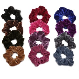 Staila Hair Velvet Scrunchies Soft Elastic Hair Bands Hair Ties Bobbles Hair Accessories Non-Deformation 12 Pack