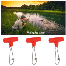 OTOTEC 100PCS Fishing Line Sinker Slides T-shape Swivels Snaps Weight Sliders Fishing Finder Clip Fishing Tackle for Freshwater Saltwater