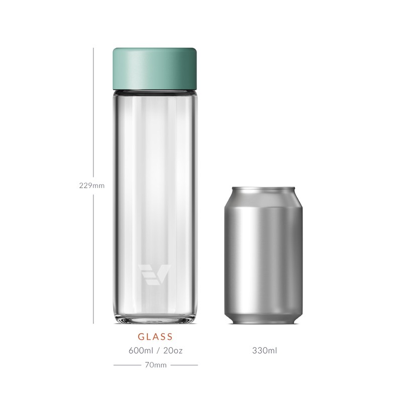 EVER VESSEL Glass Water Bottle 20oz - Non-insulated | Borosilicate