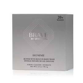 SPONGELLÉ Men's Homme Collection Body Wash Infused Buffer, Brave - Silver