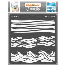 CrafTreat Reusable Wave Stencil for Painting - 6x6 Inches - DIY Art on Wood, Canvas, Paper, Fabric, Floor, Wall and Tile - Scene Nature