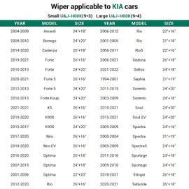 Windshield Wiper for Kia Cadenza 2014-2020,26"+18" Replace Front Windshield Wiper Blades J&U-hook (2-Pack)