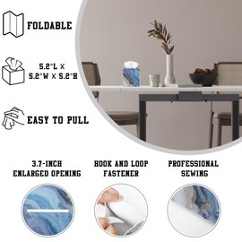 OHEGBXE Tissue Box Cover Blue and Grey Marble Leather Tissue Box Holder Cube Paper Case Cover Facial Paper Organizer Dispenser for Bathroom, Vanity Countertop, Office Desk