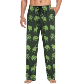 visesunny Mens Pajama Pants Funny Frog Black Pattern 100% Cotton Lightweight Soft Pajama Bottoms Lounge Sleepwear PJs with Pockets S-XXL