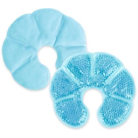 NEWGO 3-in-1 Large Cooling Pads Breast Breastfeeding, Pack of 2 Nursing Compresses Cooling Pads & Heat Pads for the Chest, Breast Therapy, Soft Fabric Back Fleece (Blue) 20 cm x 17 cm