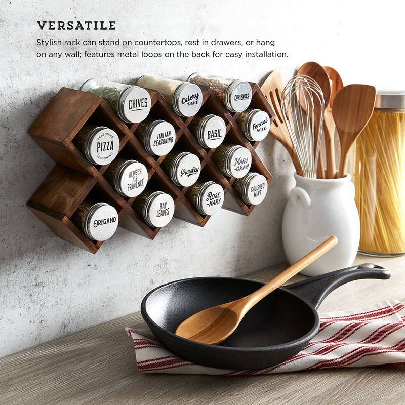 Kamenstein 10 Jar Criss-Cross 2-in-1 Spice Organizer for Countertop or