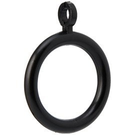 Merriway BH03244 (24 Pcs) Plastic Curtain Drapery Pole Rod Rings with Fixed Eye, Inner Diameter 28mm (1.1/4 inch) Outer Diameter 40mm (1.1/2 inch) Black - Pack of 24 Pieces