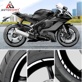 Autodomy Wheel Rim Sticker, Complete Set for 2 Wheels from 15 to 19 Inches, Sport Design, White