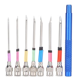 8 Piece Punch Needle Set, Embroidery Pen Punch Needle Kit with Wooden Handle and 7 Embroidery Stamp Needles, for Beginners DIY Embroidery Thread Cross Stitch Sewing Craft