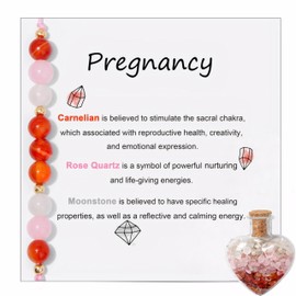 Jewl Aoer Healthy Adjustable Crystal Moonstone Pregnancy Bracelet with Drift Bottle & Velvet Pouch - Pregnancy Gifts for Mum to Be & Mummy to Be, Pregnancy Gift for Women(New Mum, Wife, Daughter)