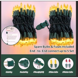 LAMPHOME Christmas Lights 100 Count Mini Yellow Lights 20ft Green Wire Christmas Tree String Lights Set for Outdoor Indoor Christmas Decorations Wedding Decorations Valentines Day Decor
