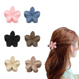 6 Piezas Pinzas para el Cabello para Mujer,Pinzas de Pelo de Flores y Mariposa,Multicolor Clips de Garra Grande y Antideslizante para Todo el Cabello (Color A)