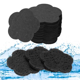 sourcing map 60 Count Compressed Facial Sponges Flower Face Cleansing Sponges Pads for Daily Skincare Routines At home, Kitchen, Travel, Black