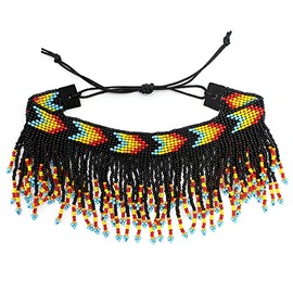 Handmade Beaded Foot Anklet Bohemian for Women Native Southwest Colors Ankle Bracelet(Black)