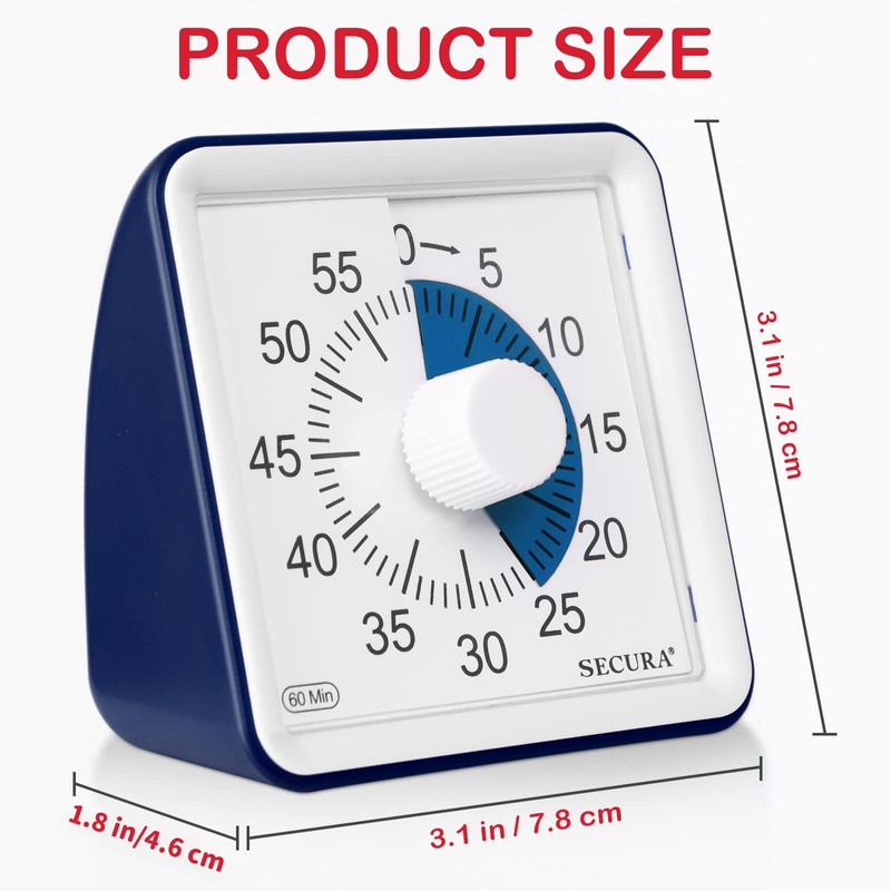 Secura 60-Minute Visual Timer, Classroom Timer, Countdown Timer for Kids