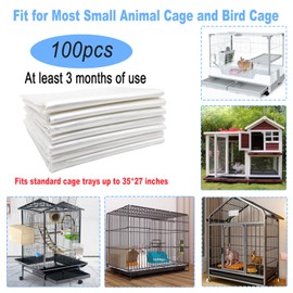 Niwaes 100 Pcs Disposable Rabbit Cage Liner, 35'' X 27'' Large Bunny Cage Tray Liners Clear Plastic Guinea Pig Toilet Film for Bunnies Ferrets Chinchillas Birds Small Animal - Leak Proof & No Mess