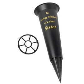 Black In Loving Memory Sister Spiked Memorial Grave Flower Vase Graveside Memorial with flower holder insert