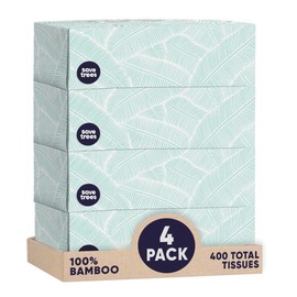 Save Trees Bamboo Facial Tissues -24 Boxes- Bamboo Tissue Boxes, 90 Hypoallergenic Facial Tissues per Box - Unscented, Fragrance-Free, Eco-Friendly Tissues in Plastic-Free Packaging