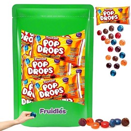 Fruidles Tootsie Pop Drops With Chewy Tootsie Roll Center, Party Favor, 2.25 oz Bag (3-Pack)