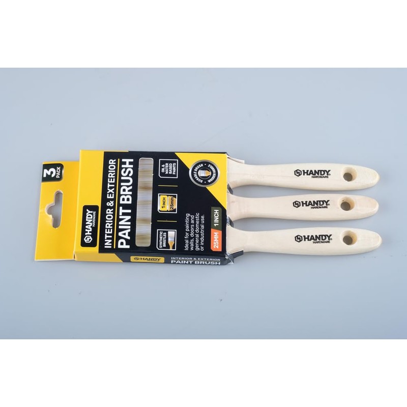 Handy Hardware Wooden Handle Paint Brush, 25 mm Size (Pack