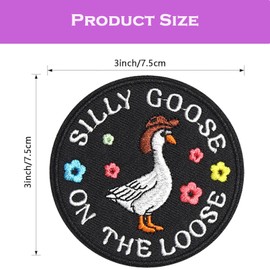 cbsbsh Funny Silly Goose Iron On Patch, Funny Patches Velcro, Pack of 2, Round, Velcro Patch, Animal Patches, Patch