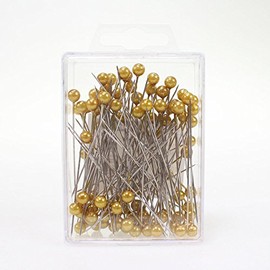 N/A 100 Pearl Pins Wedding Pins Pin Diameter 6 mm L 65 mm Fur Head Decorative Needle Colour: Gold