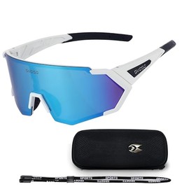 Sports Polarized Sunglasses-Men-Women Cycling-Sunglasses: Wrap Around UV Protection Running Sun Glasses for Baseball Fishing Purple and Eyeglass Case