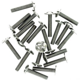 M4 (4mm x 25mm) Slot Mushroom Machine Screw (Bolt) (Crossed) - Stainless Steel (A2) (Pack of 20)