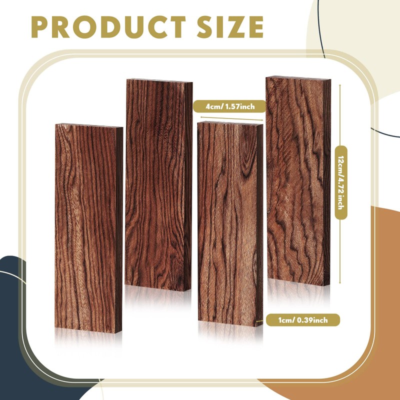 Riakrum 4 Pieces Ironwood Knife Handle Material Natural Wood Knife