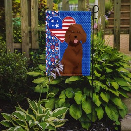 Caroline's Treasures WDK5267GF American Garden Size USA Patriotic Flag, Poodle - Standard Red