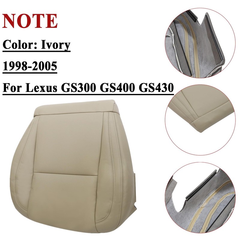 NLQR Front Driver Bottom Replacement Seat Cover Ivory Microfiber Leather