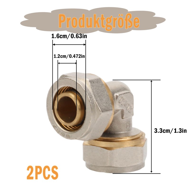 Pack of 2 90° Screw Fitting Angle for Diameter 16