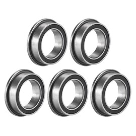 sourcing map MF128-2RS Flanged Ball Bearing 8x12x3.5mm Double Sealed (GCr15) Chrome Steel Flange Rip Bearings 5pcs