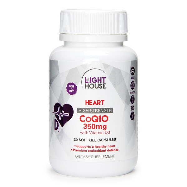 LIGHTHOUSE CoQ10 350mg with Vitamin D3 - 120 Capsules