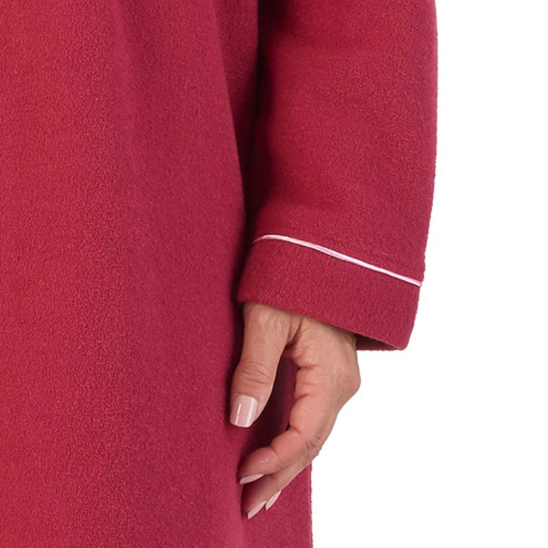 Slenderella Womens Button Up Dressing Gown Boucle Fleece Embroidered Housecoat