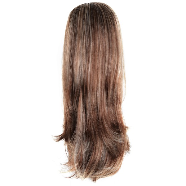 OneDor 22" Semi Curly Hair Women Ladies 3/4 Half Wig Premium Japanese Synthetic Kanekalon fibers Wigs with Secured Mesh Head Cap (R1224B)
