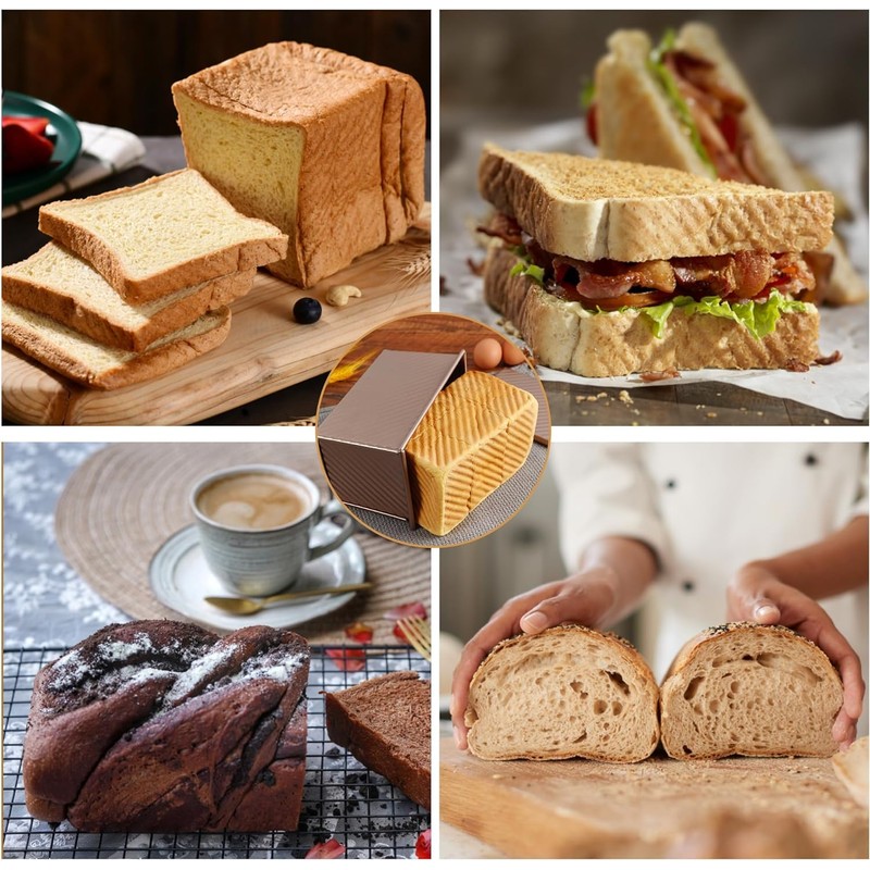 Spmarkt 2pack Pullman Bread Pans with Lid, 1LB Capacity Bread