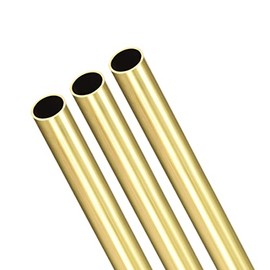 Brass Round Tube, 300mm Length 7.5mm OD 0.5mm Wall Thickness, Seamless Straight Pipe Tubing 3 Pcs
