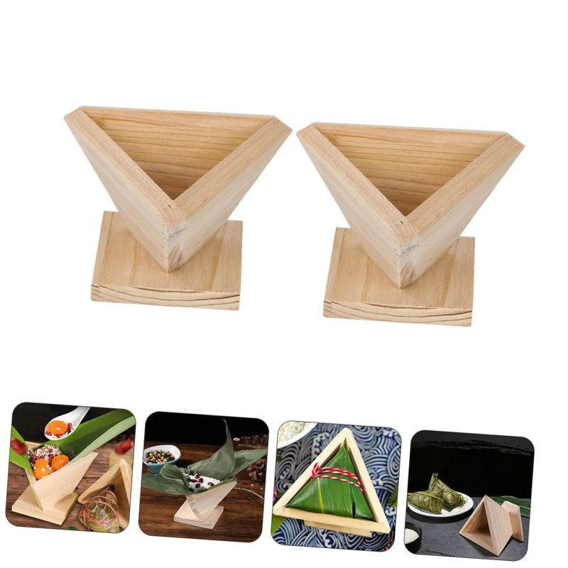 LABRIMP 2Pcs Wooden Rice Ball Molds Triangle Moulds for Rice