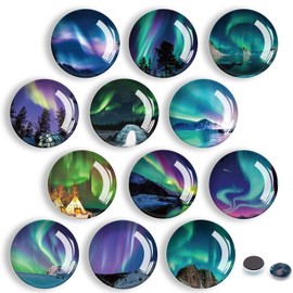 Fridge Magnets, Pack of 12 Fridge Magnet, Magnets for Magnetic Board for Fridge, Whiteboard, Pin Board, Kitchen, Children and Adults Gift (Polar Light)