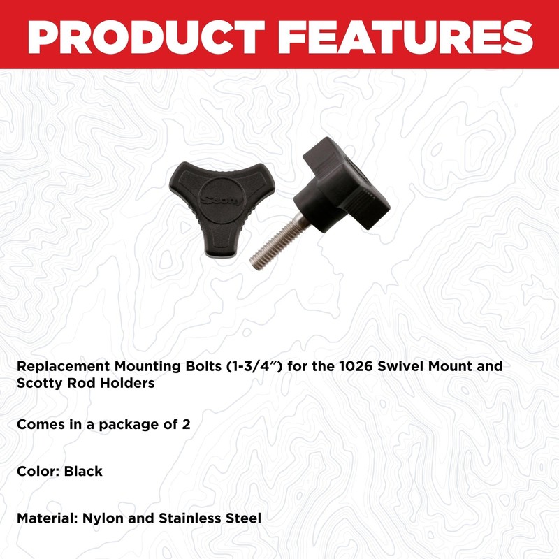 Scotty #1035 Replacement Mounting Bolts for #1026 Swivel Mount (2-Pack)