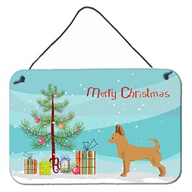 Caroline's Treasures CK3814DS812 Tan Chion Christmas Tree Wall or Door Hanging Prints Aluminum Metal Sign Kitchen Wall Bar Bathroom Plaque Home Decor, 8x12, Multicolor