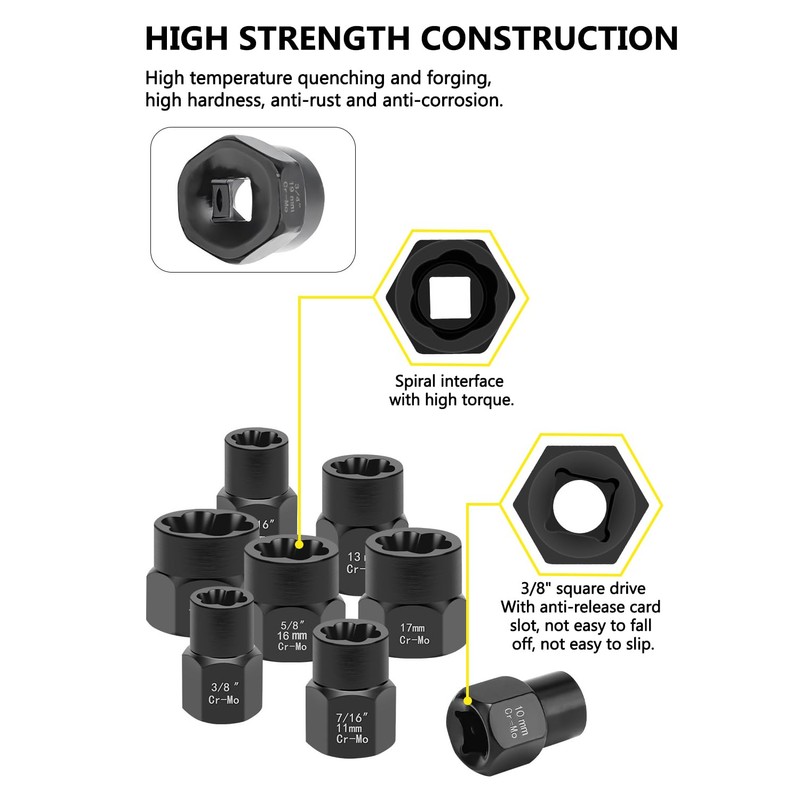 3/8" Locking Wheel Nut Removal Tool, Lytool 14 Pieces Impact