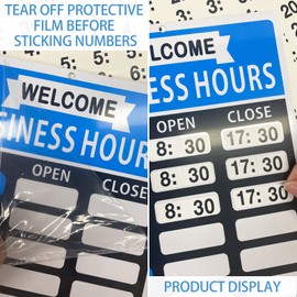 Business Hours Sign,Opening Hour Sign Kit,Changeable Store Hours Sign,Hours Signs for Business,Open Sign with Hours,Office Door Signs for Any Business,Store or Office（Blue,8”x 12”-Aluminum）