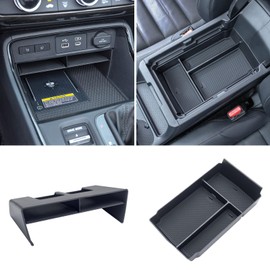 RAVOTOM 2PCS Center Console Organizer Tray and Armrest Storage Box for Honda CR-V 2023 2024 2025 Hybrid Sport Insert Accessories Secondary Storage Box ABS Plastic Material