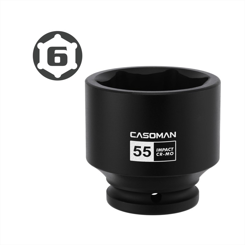 CASOMAN 3/4"Drive x 55mm Shallow Impact Socket, Jumbo Impact Socket,